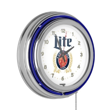 Trademark Gameroom Miller Lite Chrome Double Rung Neon Clock - Retro Design ML1400-R